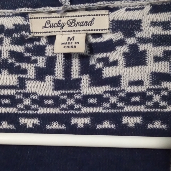 Lucky Brand Navy and Cream Patterned Cardigan - Picture 2 of 3
